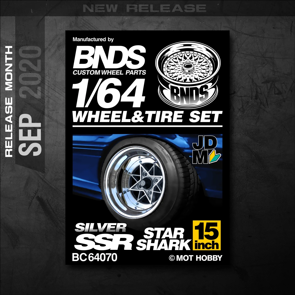 BNDS New 1/64 Alloy Wheels Rubber Tires Design SSR STAR SHARK Rims Modified Parts JDM VIP Style for Model Vehicle 4pcs BC64070