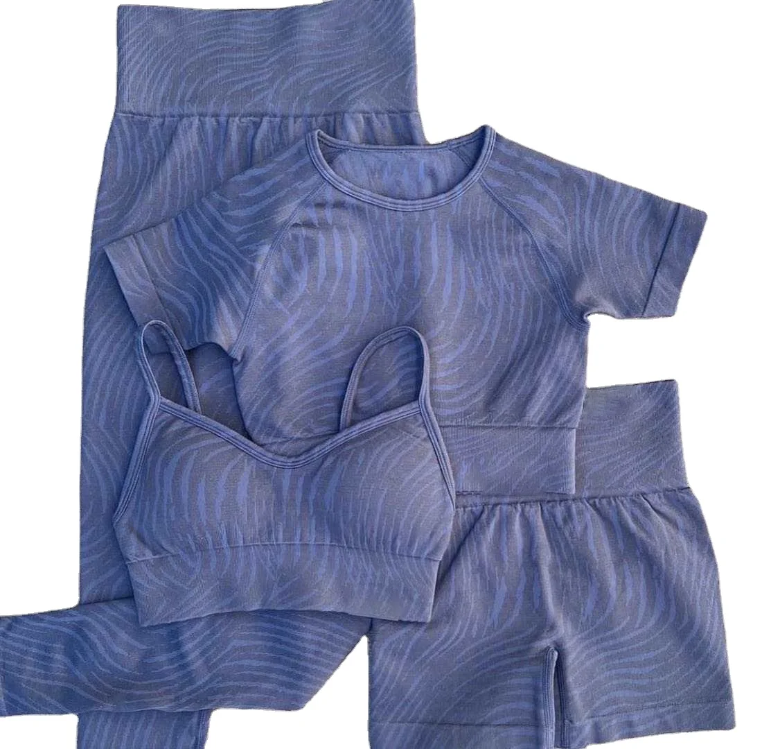 Fall Wholesale Ribbed Yoga Set Gym Wear Women Active Wear Seamless Fitness Sports Apparel Workout Clothing Set for Women