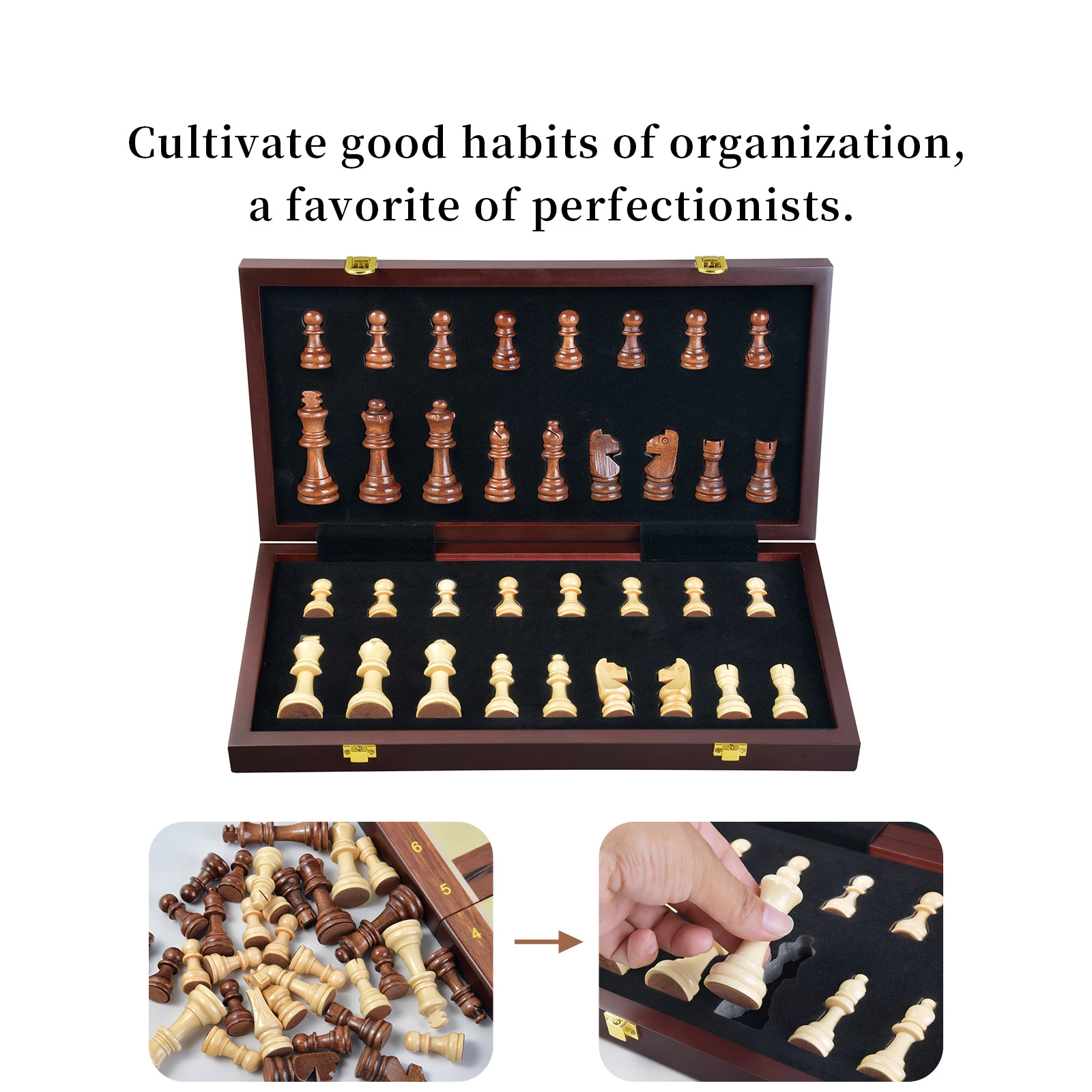 Ready To Ship High-end Folding Developmental Chess Pieces Game Set With Board Lock Box For Child Adults Gift