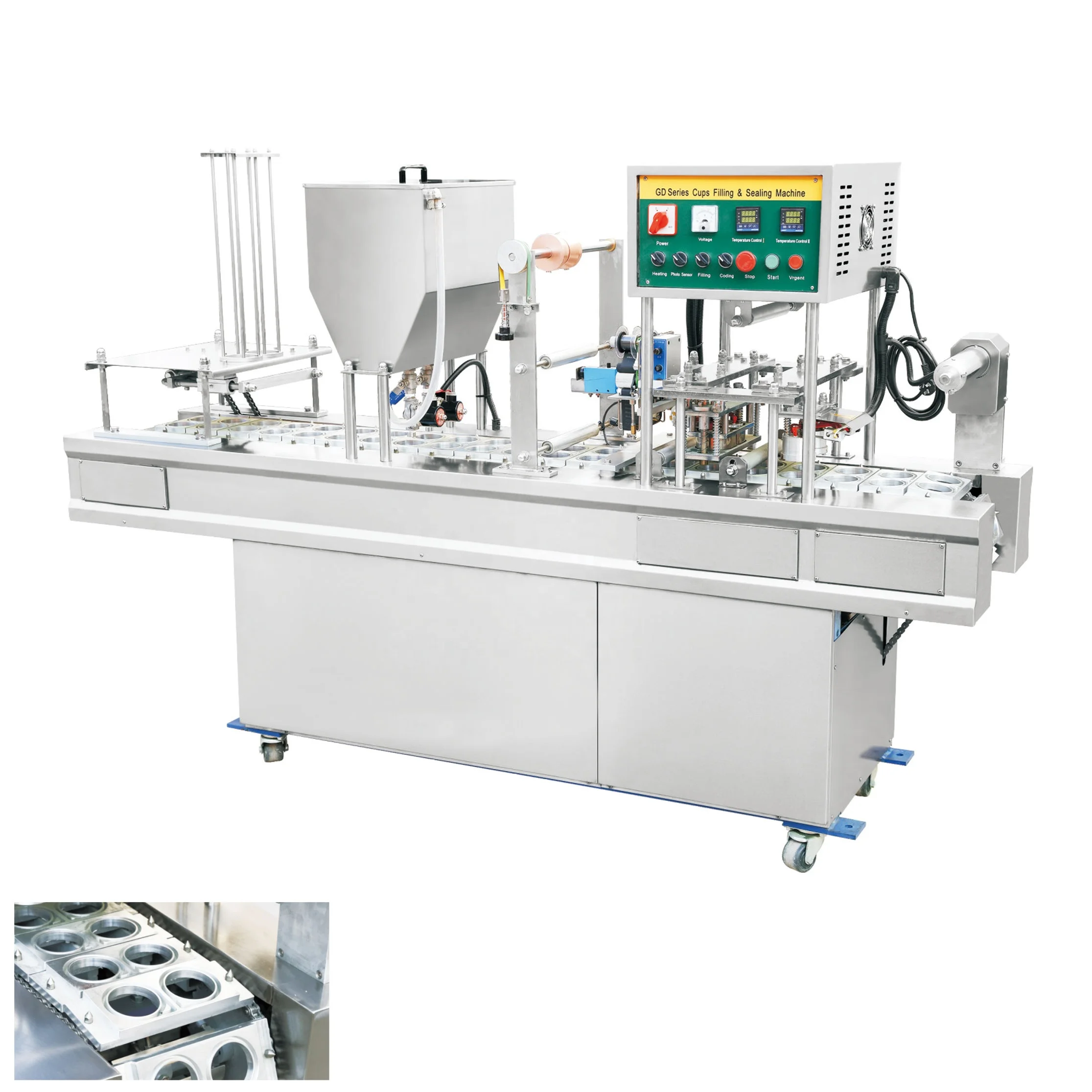 20200309J Full Automatic Production Line 2 Cups In-line Water Filling And Sealing Machine