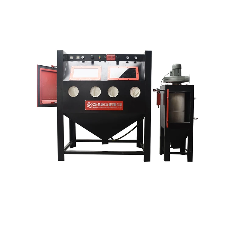 Double Stations Turntable Sand Blasting Machine Water Dustless Sandblaster Price