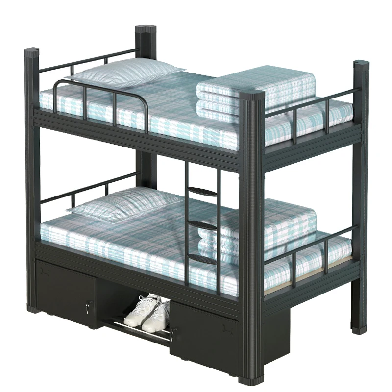 hot sale space saving metal hostel bunk bed iron bunk bed for adult modern double bunk bed with storage