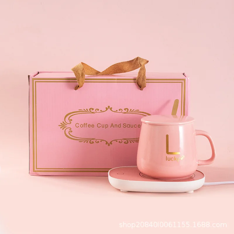 Wholesale Custom Logo USB Office Home Gift Smart Ceramic Warmer Cup Heater Heating Pad Temperature Control Water Coffee Mug Set