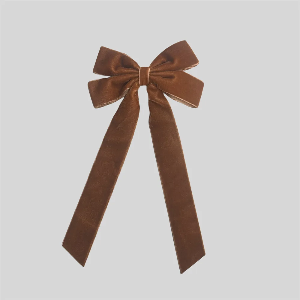New velvet ribbon hair bow sweet hair bow long tail bowknot bow clip for women hair accessory