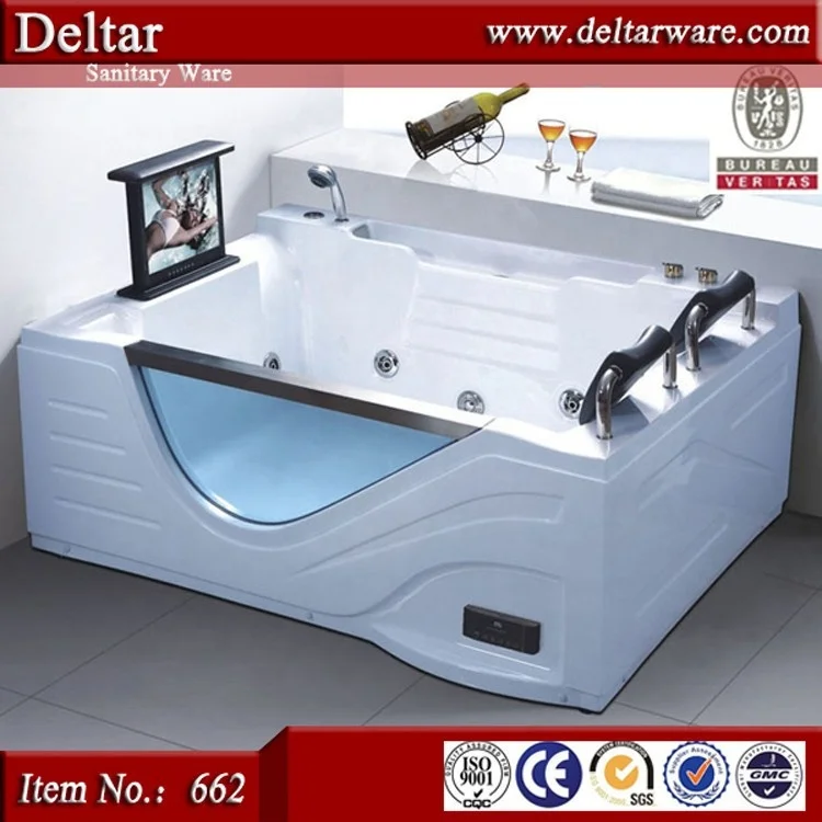Acrylic Bathtub with Tv, Inflatable Bathtub for Adults Modern Colored Bathtubs, Coffee Color Bathtubs Massage Corner One Person