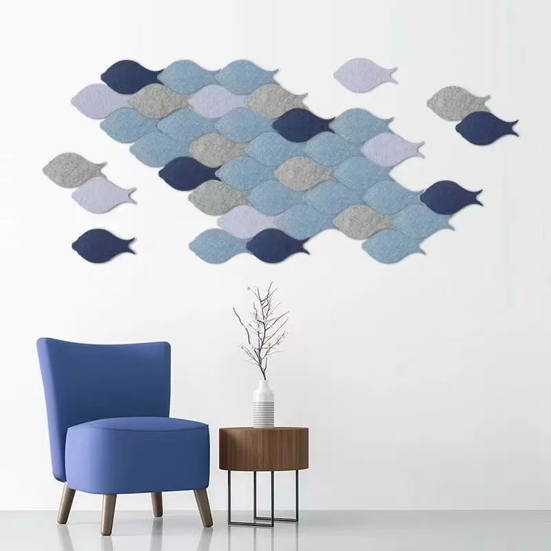 fish shape 9mm polyester acoustic panel for home decoration