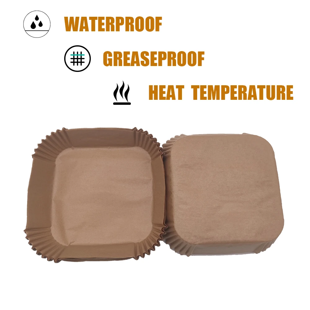 Xieli Factory Price Brown or White Silicone Coated Square Air Fryer Disposable Parchment Paper Liner For Baking Cooking