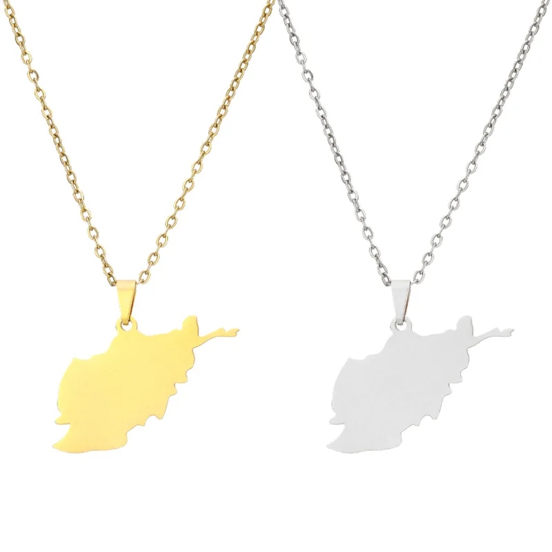 Stainless Steel Jewelry Minimalist Gold Chain Choker for Women With Afghanistan Map Pendant Necklace Custom
