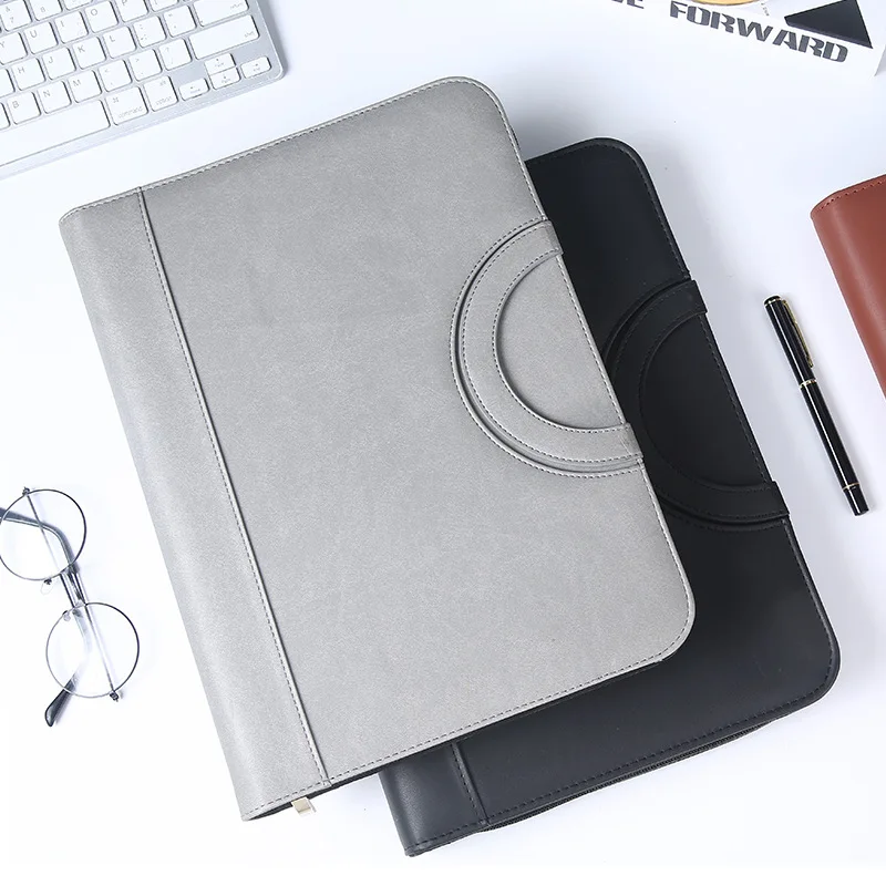 Canvas Fabric A4 Zipper Ring Binder Document File Folder Polyester Portfolio