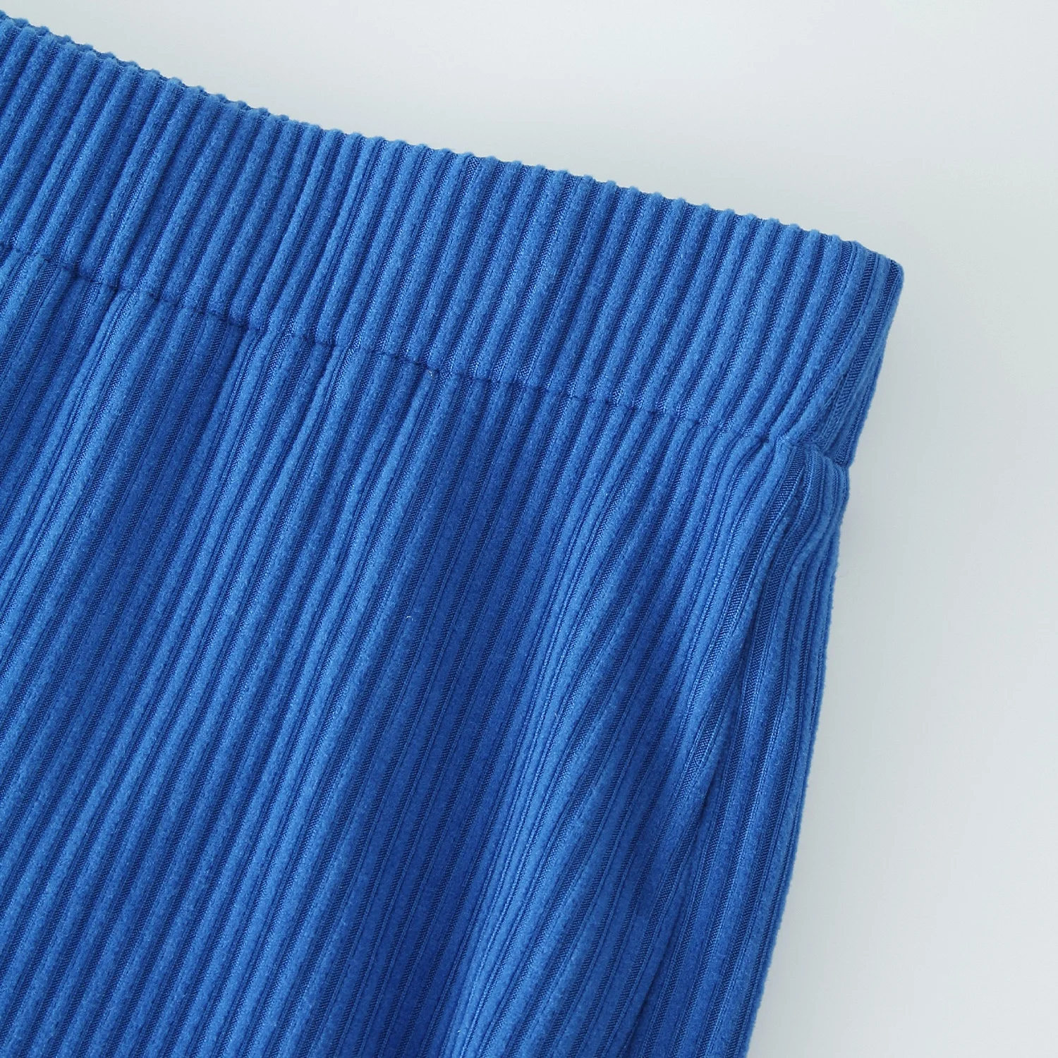 Custom Blue High Waist Solid Color Stretchy Bell Bottom Trousers Casual Flare Velvet Palazzo Long Wide  Leg Pants Ladies