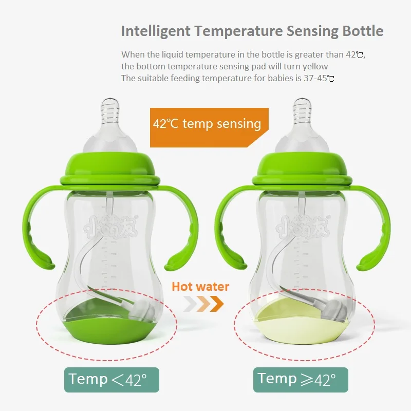 Baby Feeding Supplies Food Grade PP Plastic Milk Bottle BPA Free Feeding Temperature Sensing Baby Bottle