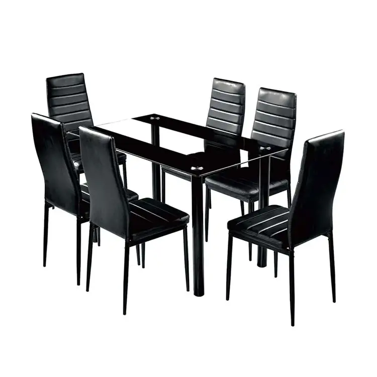 square glass dining table with chair set 6 seaters
