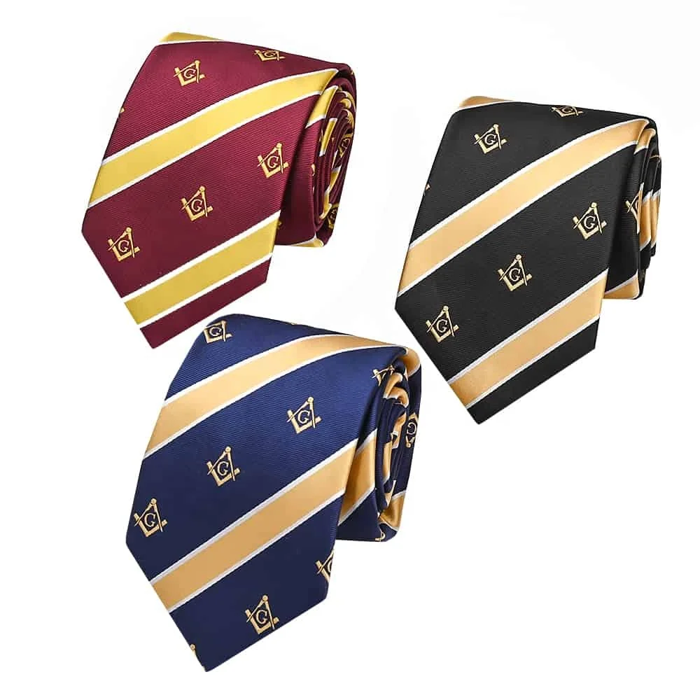 Yili Factory CustomJacquard Woven Stripe Microfiber Polyester Freemansory Masonic Religious Ties