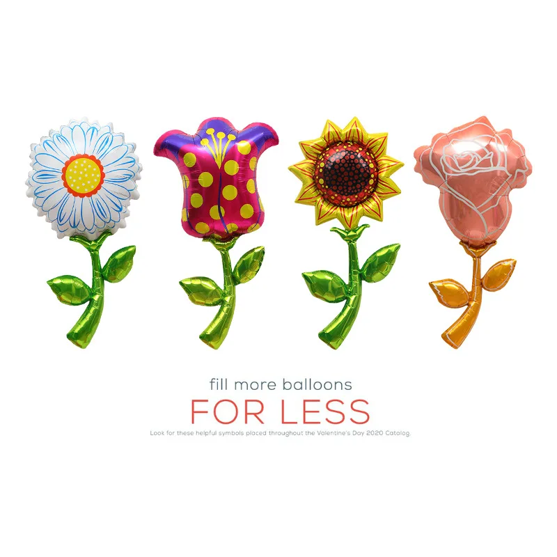 Flower shape foil balloon dandelion rose sunflower balloon set  for  summer hot  party decoration  supply