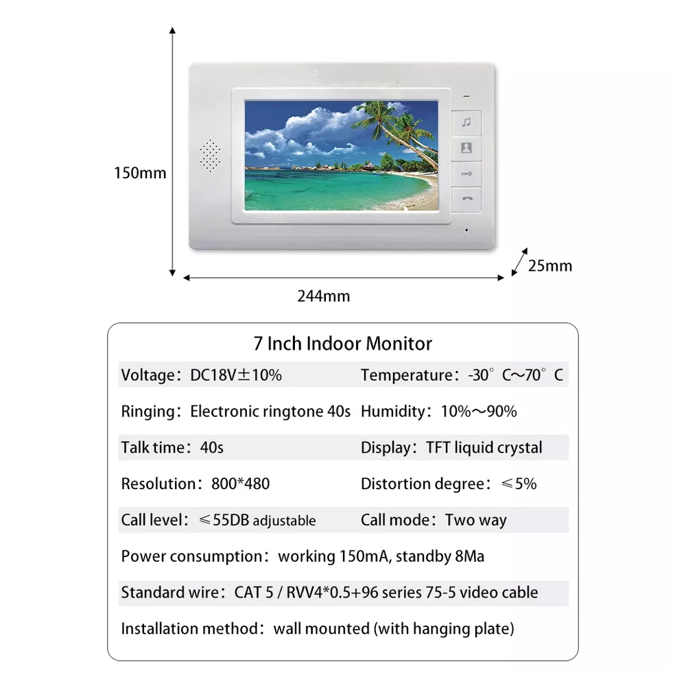 Aitdda Tft Lcd Monitor SIP Smart Phone Multi Building Video Intercom System High Quality 7 Inch 220V Aluminum Alloy