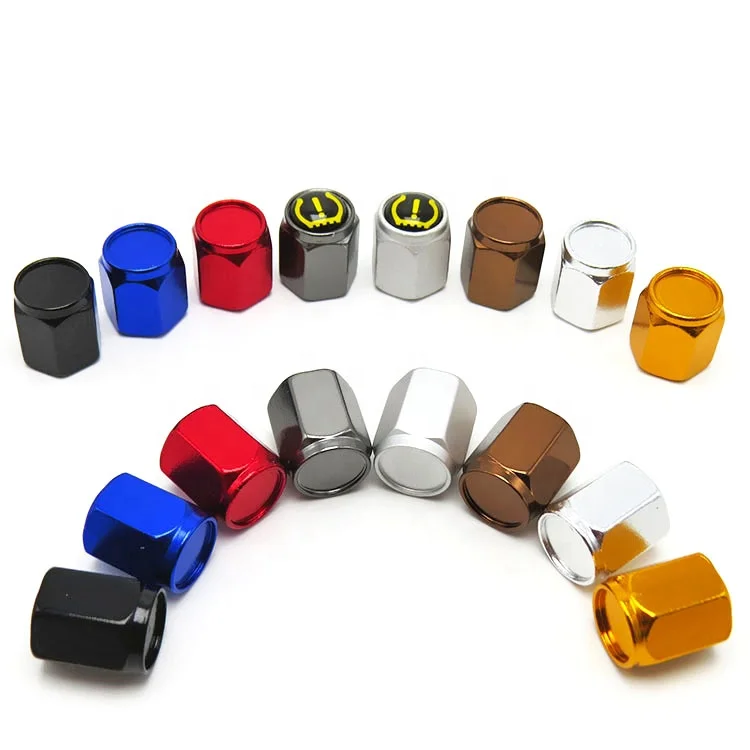 Aluminum tire valve caps metal hex car tire air dust stem covers wheel rim air valve caps universal Schrader valves