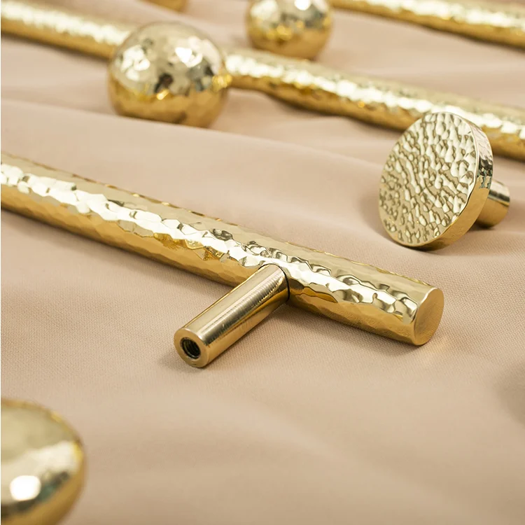 Чистая твердая латунная круглая кованая мебельная выдвижная ручка