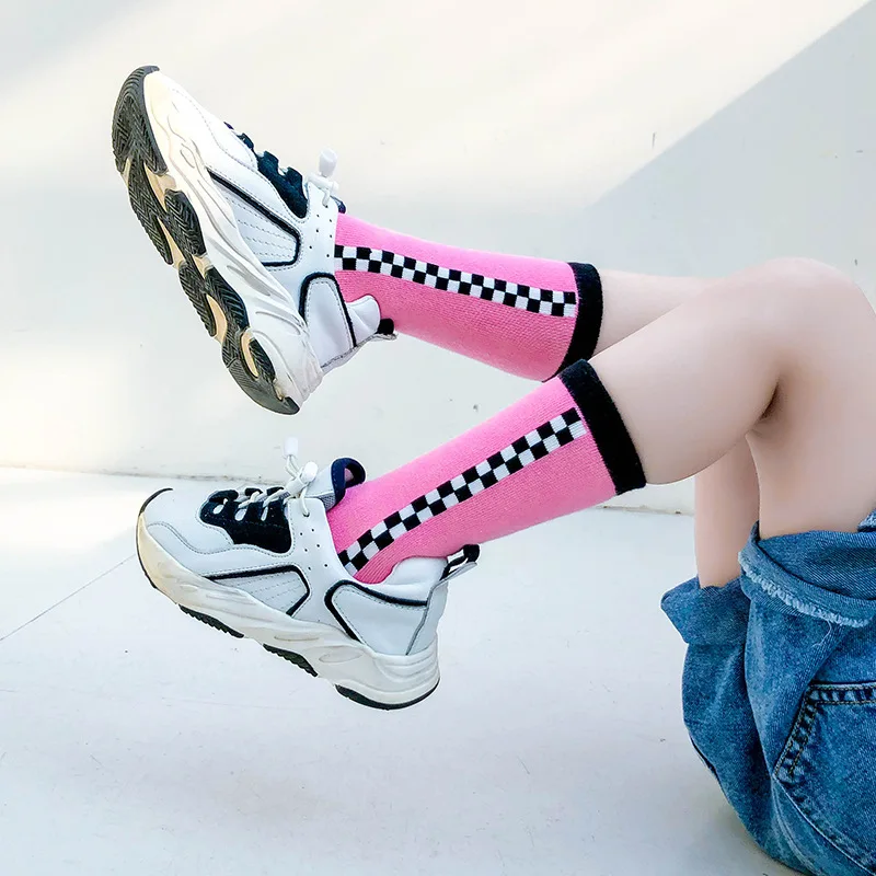 
Winter High Quality Cotton Long Checkered Socks for Kids 