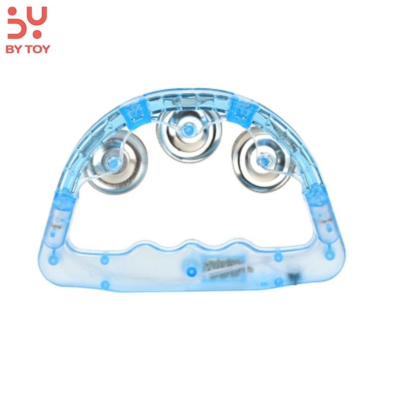 2024 Hot saling Party Plastic Led Light-up Musical Flashing Tambourine Hand Held Percussion Drum For Karaoke Dancing Toys