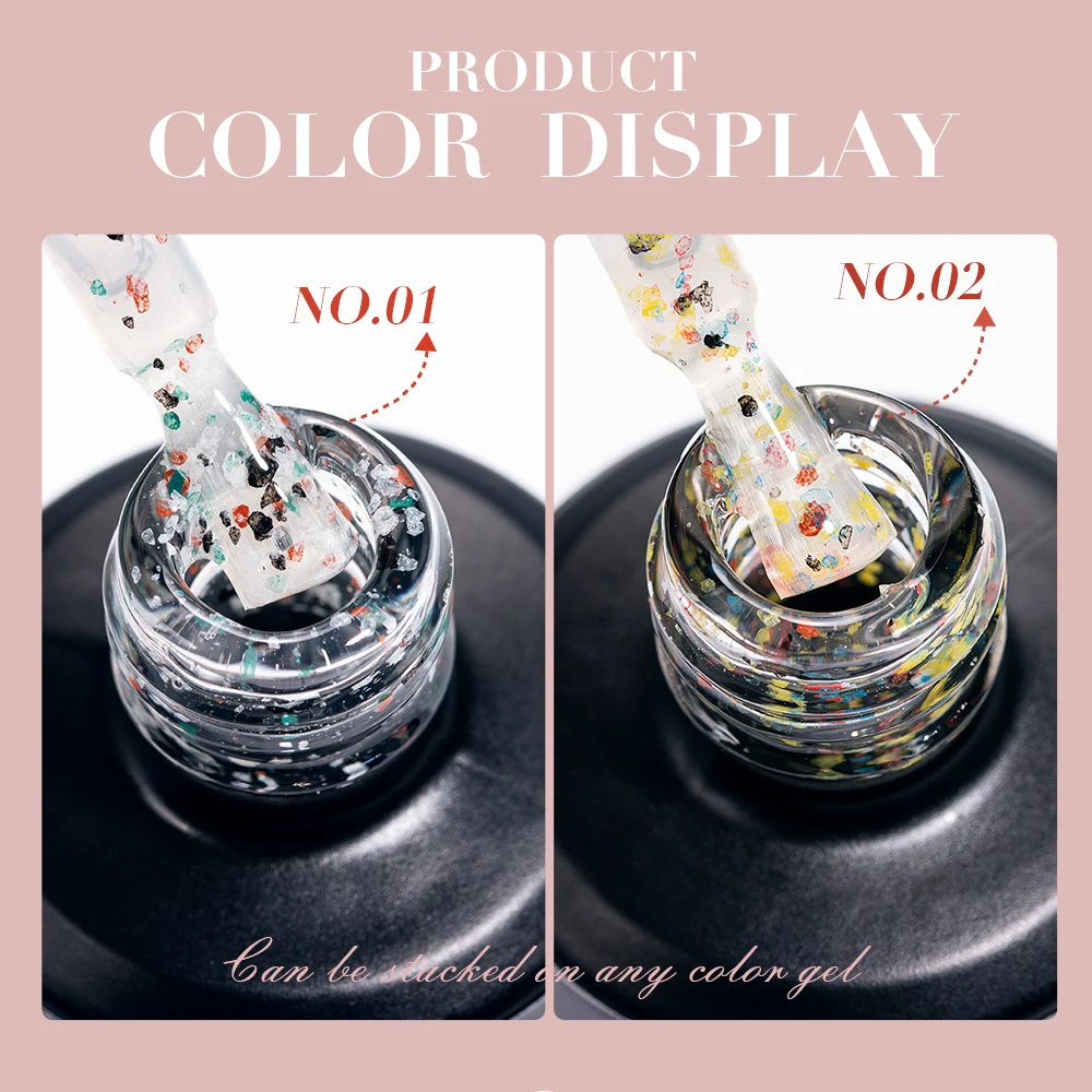 JTING New arrival Creative Cartoon Universal 2colors Terrazzo eggshell gel nail polish for any base color 15ml bottle nail arts