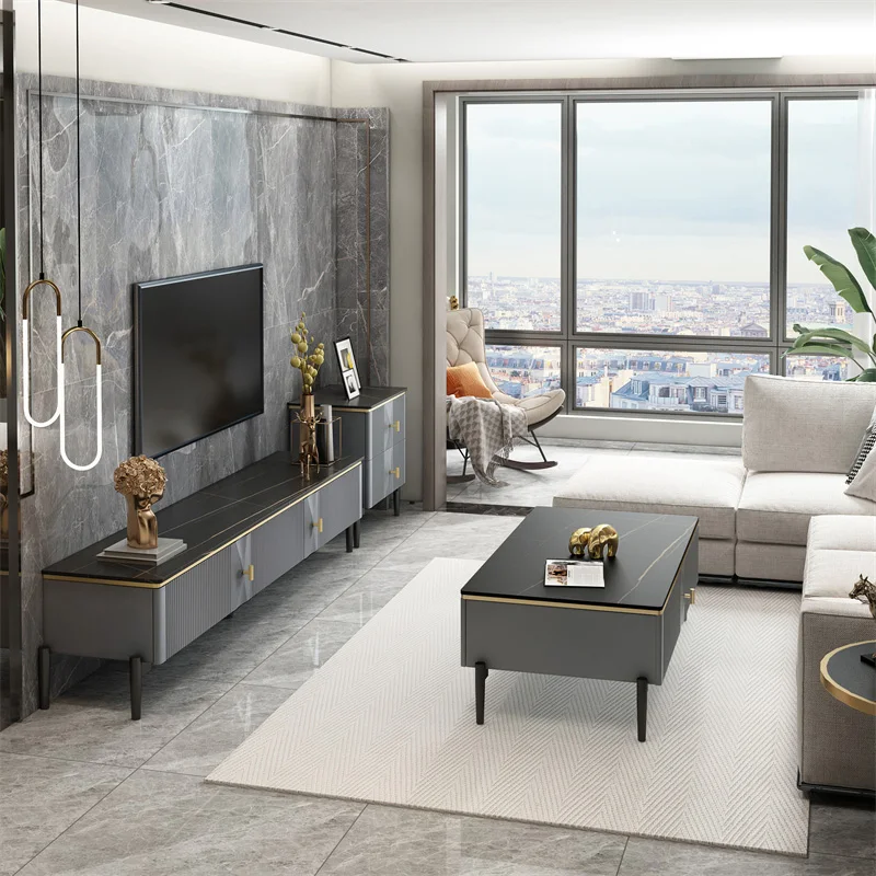 Factory Sells Wholesale Living Room Luxury Nordic Marble Top Tv Stand Modern Solid Wood Tvs Cabinet