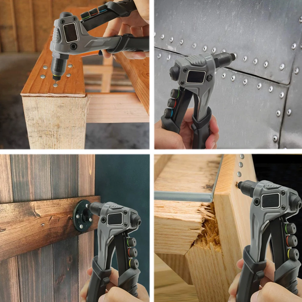 hand Tool with 120 pieces rivets and 4 rivet heads include 2.4mm 3.2mm 4.0mm 4.8mm in Case  Rivet Gun Kit for processing Blind