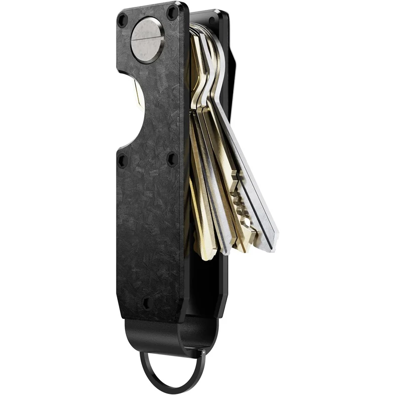 luxury forged carbon fiber fashion keyring key pouch holder for taking 1 to 5 keys compact case
