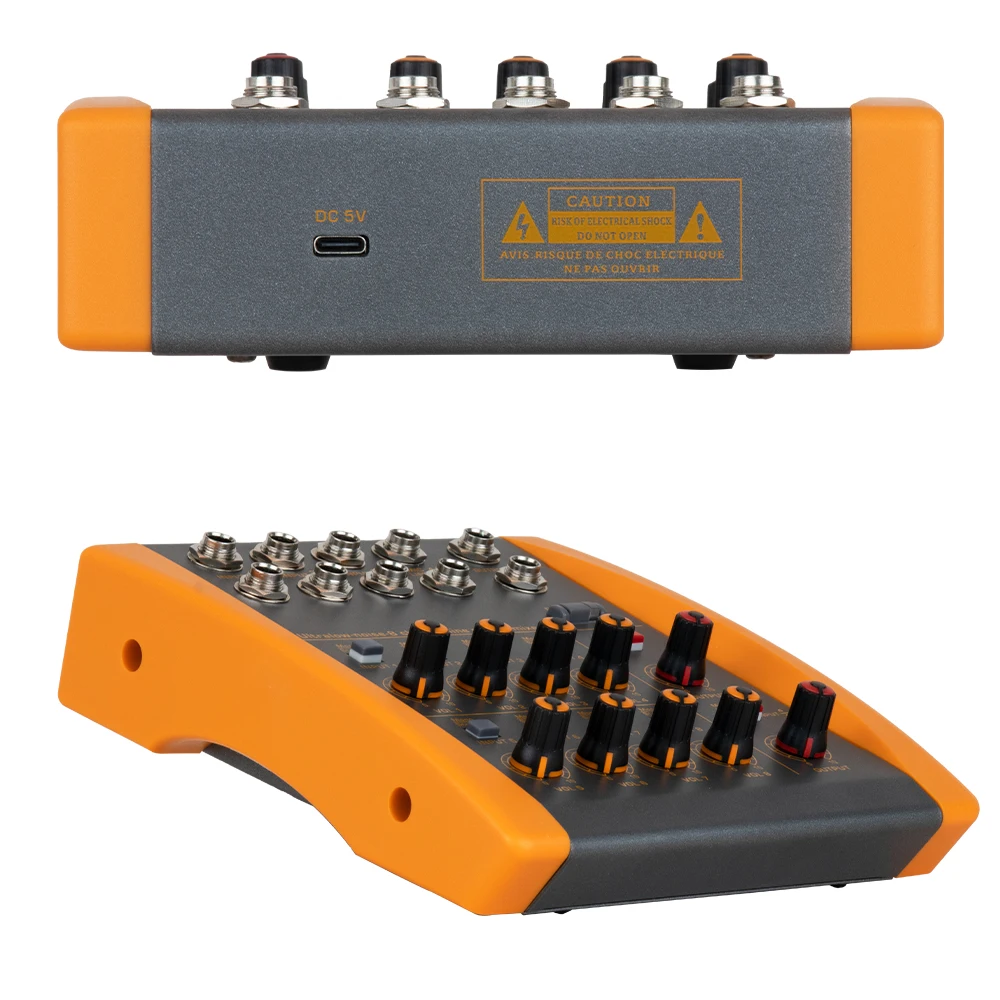 Portable 8-channel line mixer low-noise stereo mono switching mini guitar bass keyboard mic audio dj controller