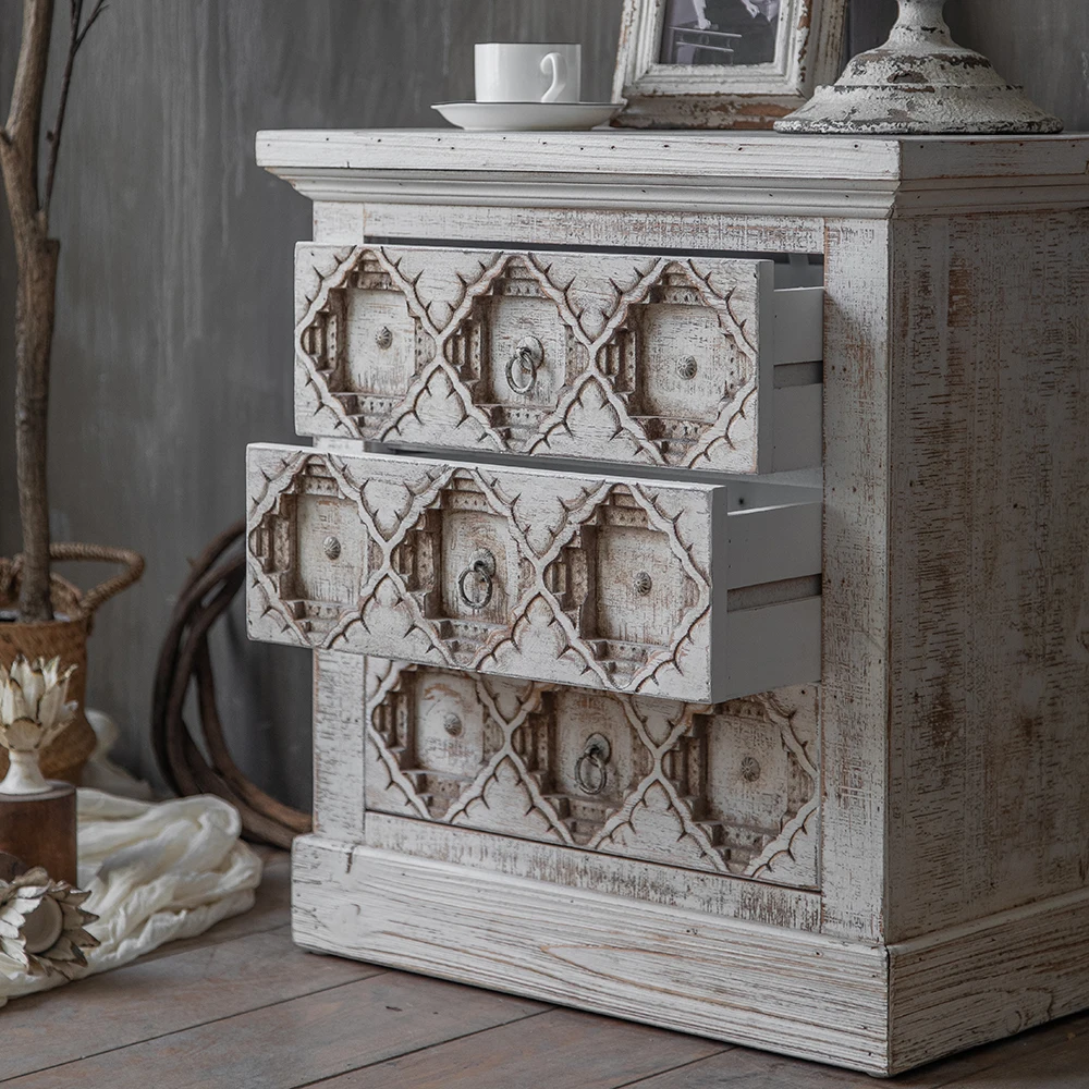 Antique Vintage Reclaimed Wooden Carved Door Side Board Retro Accent Cabinet Storage Chest Of Drawers Living Room Cabinets