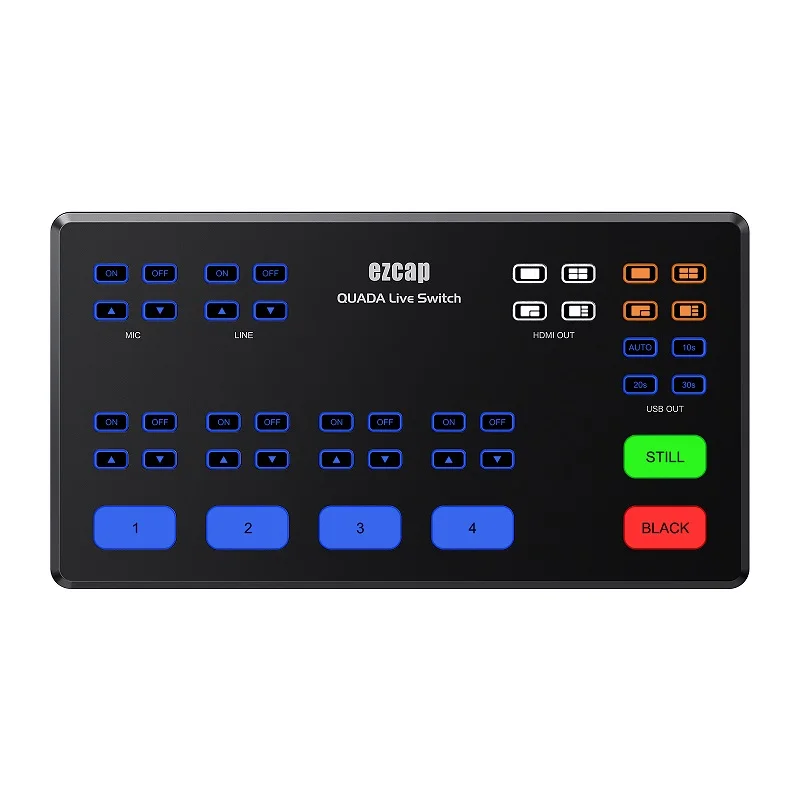 ezcap328 QUADA Live Switch 4 Channels HDMI to USB-C Video Capture Live Stream Video Switcher
