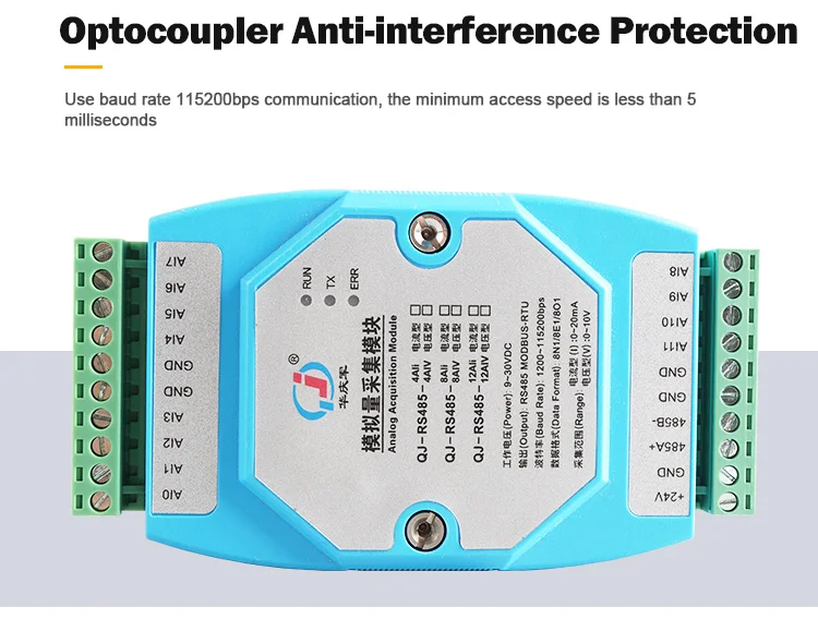 Huaqingjun 4-канальный RS485 с протоколом Modbus RTU ptz-камеры AI 0-5V 0-10В аналоговый Модуль входного сигнала для датчика температуры
