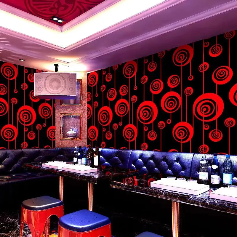 3D Striped Non-Woven Wallpaper Elegant KTV Background Decor With Durable Water-Resistant