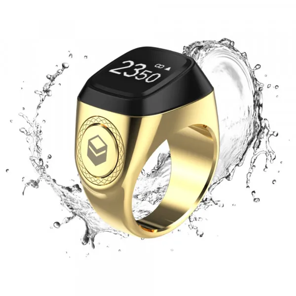 Muslim Counter Tasbeeh Ally Metal Smart Ring Reminds You of Tasbih and 5 Prayer Times with BT 5.1 Waterproof and Charging Case