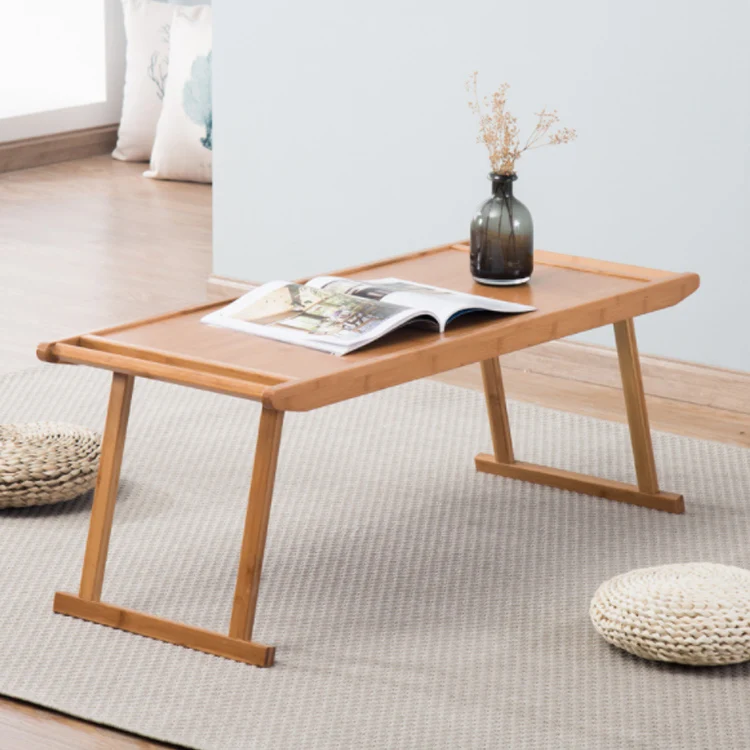 
Breakfast Foldable Bed Desk Table Tray Bamboo With Folding Legs Handle 