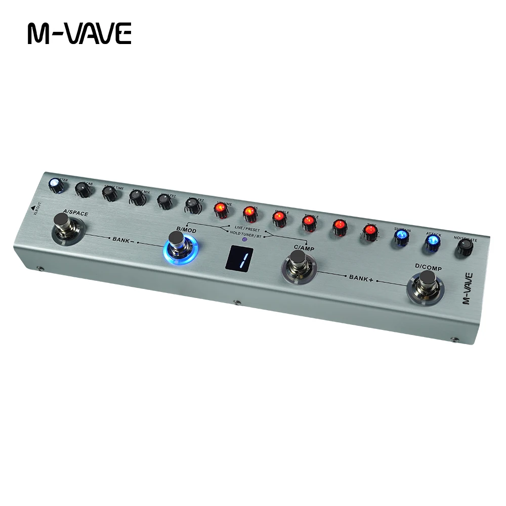 M-VAVE Tank-B Multi Effect Pedal for Bass 36 Presets Editable Built in Rechargeable Battery