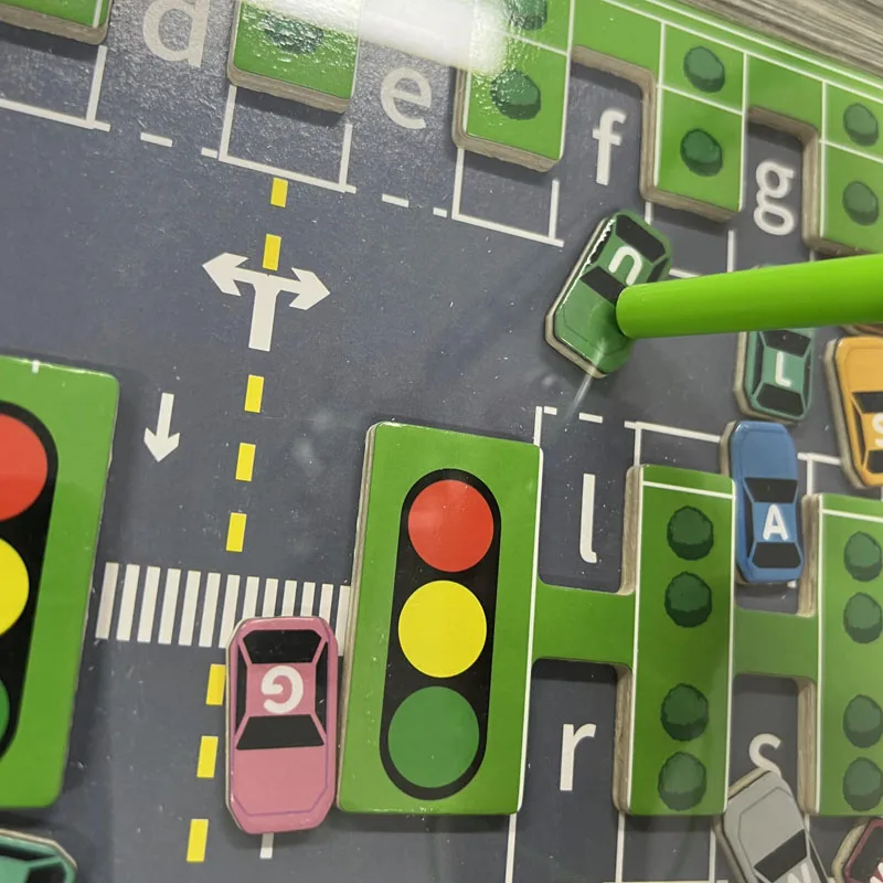 Fine Motor Skills Educational Toy Wooden Car Parking Puzzle Montessori Letter Puzzle Magnetic Alphabet Maze