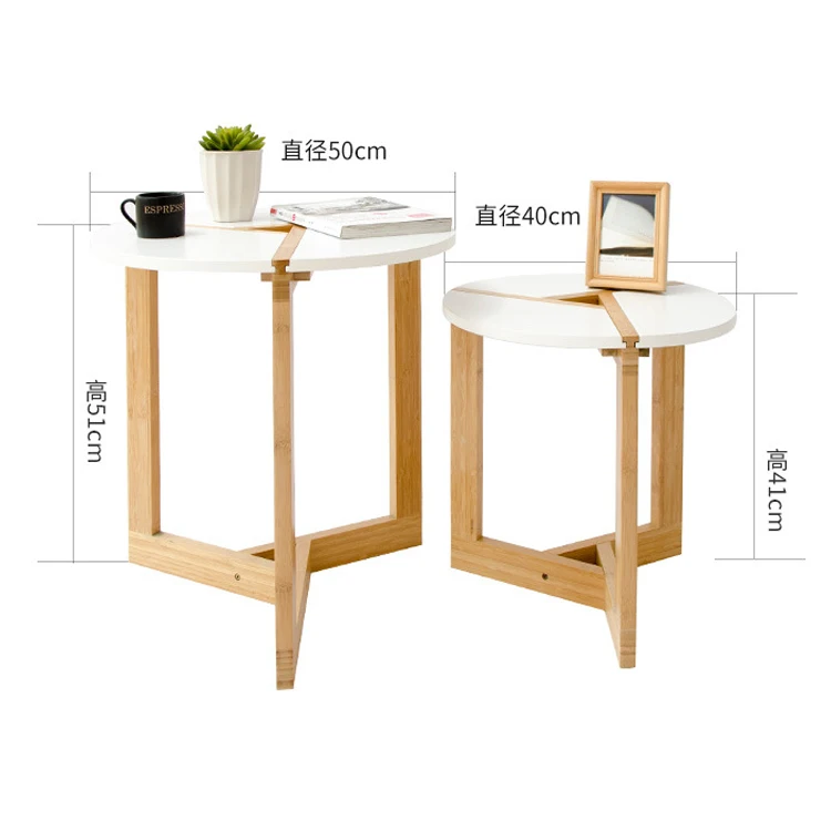 Bamboo Chair Side Table Portable Coffee Table Side round Table for Snack Tray
