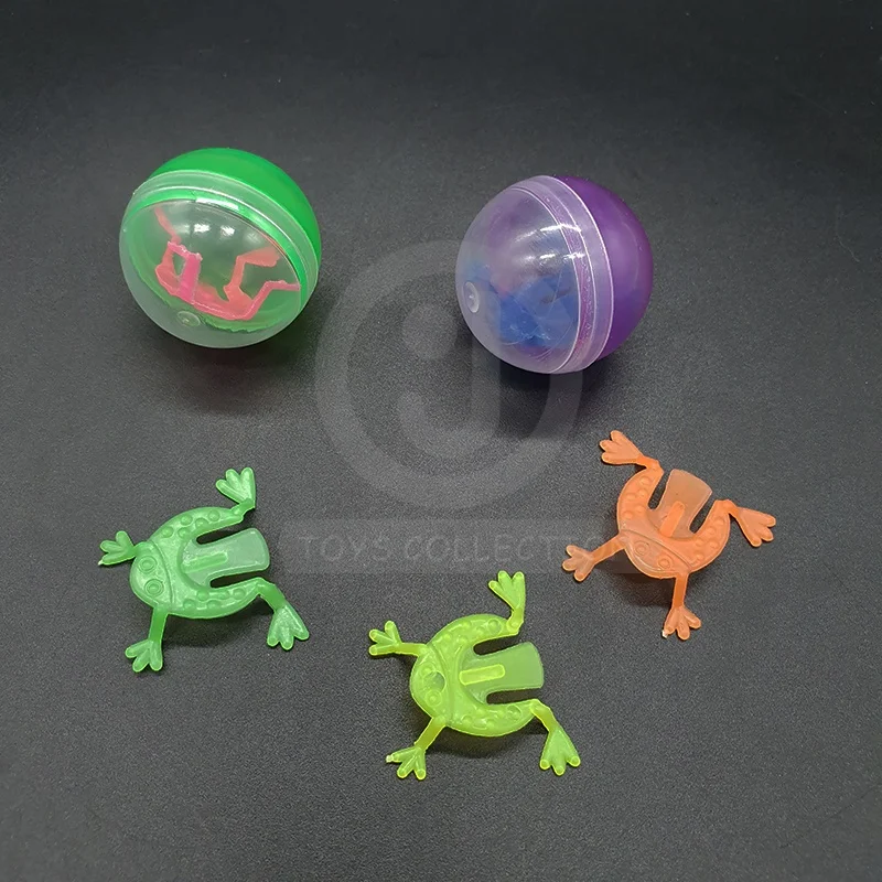 EN71 Wholesale Promotional Gift 32mm Surprise Egg Capsule Plastic Toy Funny Jumping Frog Bounce Fidget Toys For Kids Favor Gift
