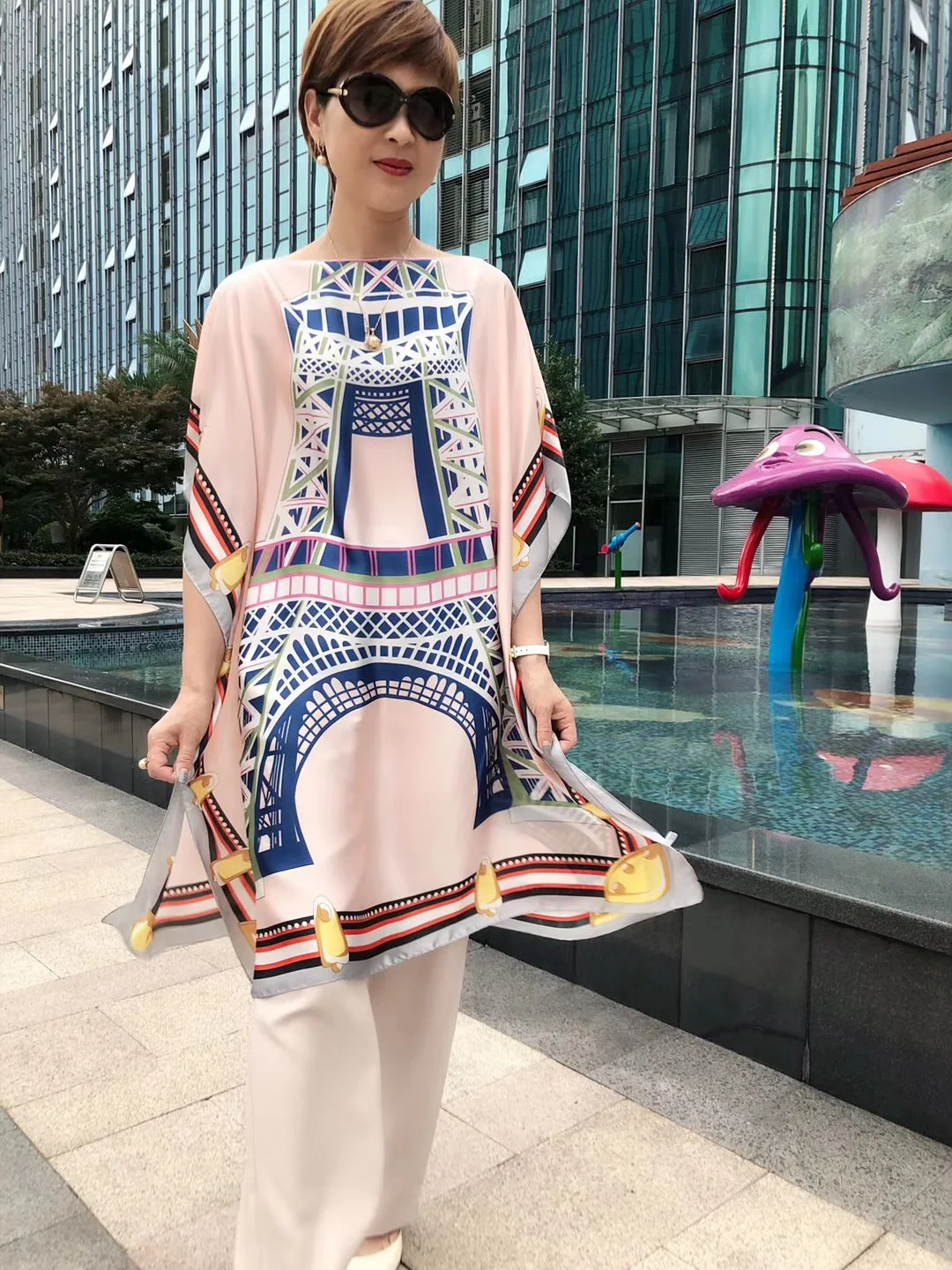 
silk Big size luxury women lady shawl multipurpose casual gown two piece satin scarf dress 