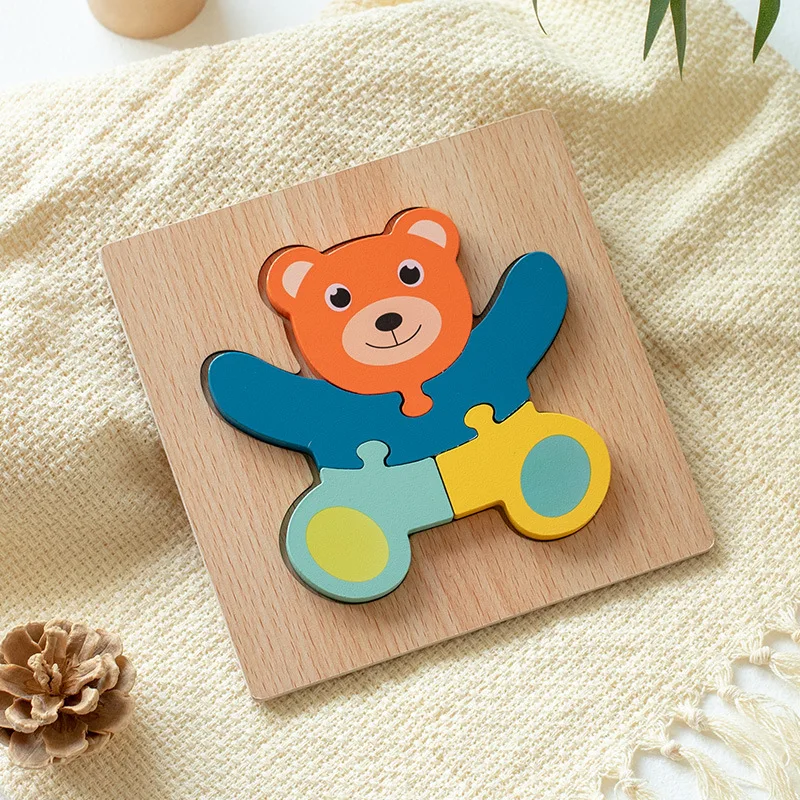 Children 3D Puzzle Cartoon Animal Wooden Puzzle For Boys And Girls Early Education Geometry Puzzle Wood Toys For Kids