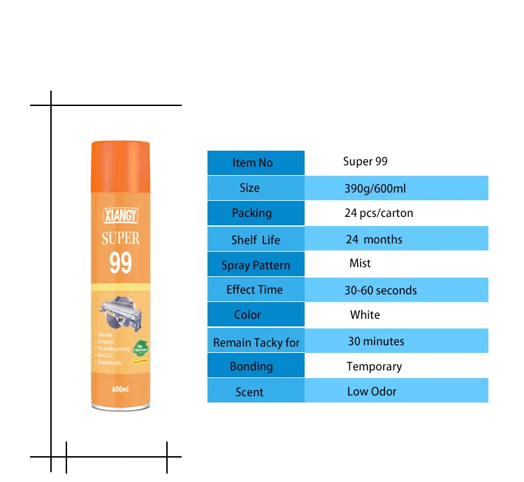 XIANGY 99 Temporary Fabric Embroidery Adhesive Spray Glue