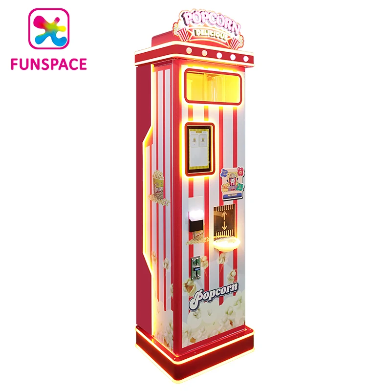 New  Design Popcorn Vending Machine Fully Automated Commercial Product Custom Coin Operated bill credit card Flavoured Pop Corn