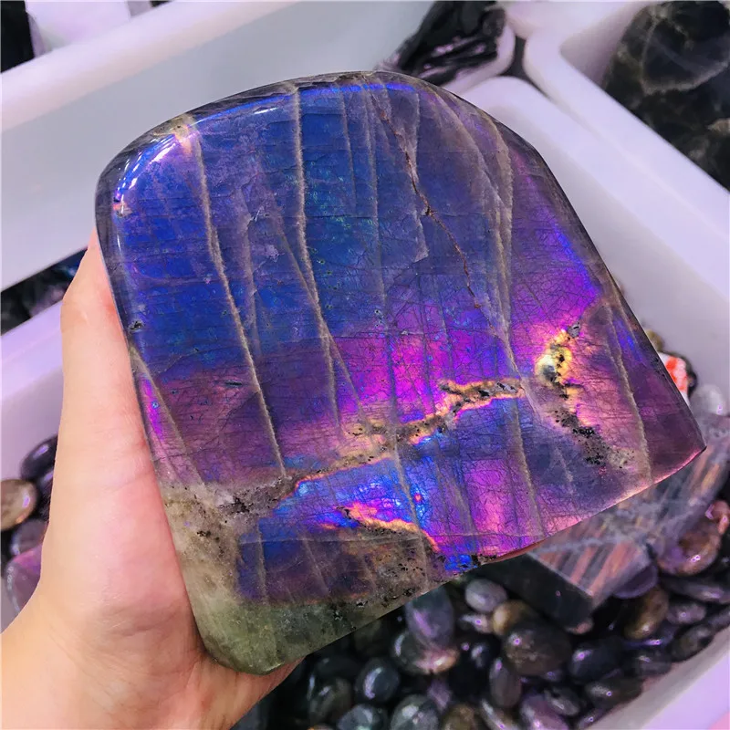 Wholesale Natural Table Crystal Purple Labradorite Freeform Stone for Decoration