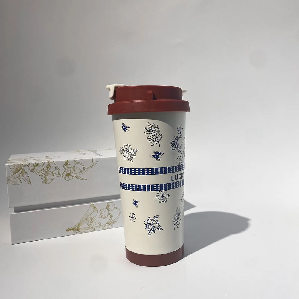 OEM 16oz Double Wall Stainless Steel Travel Insulated Coffee Mug with Straw and Spout Drinking Lid