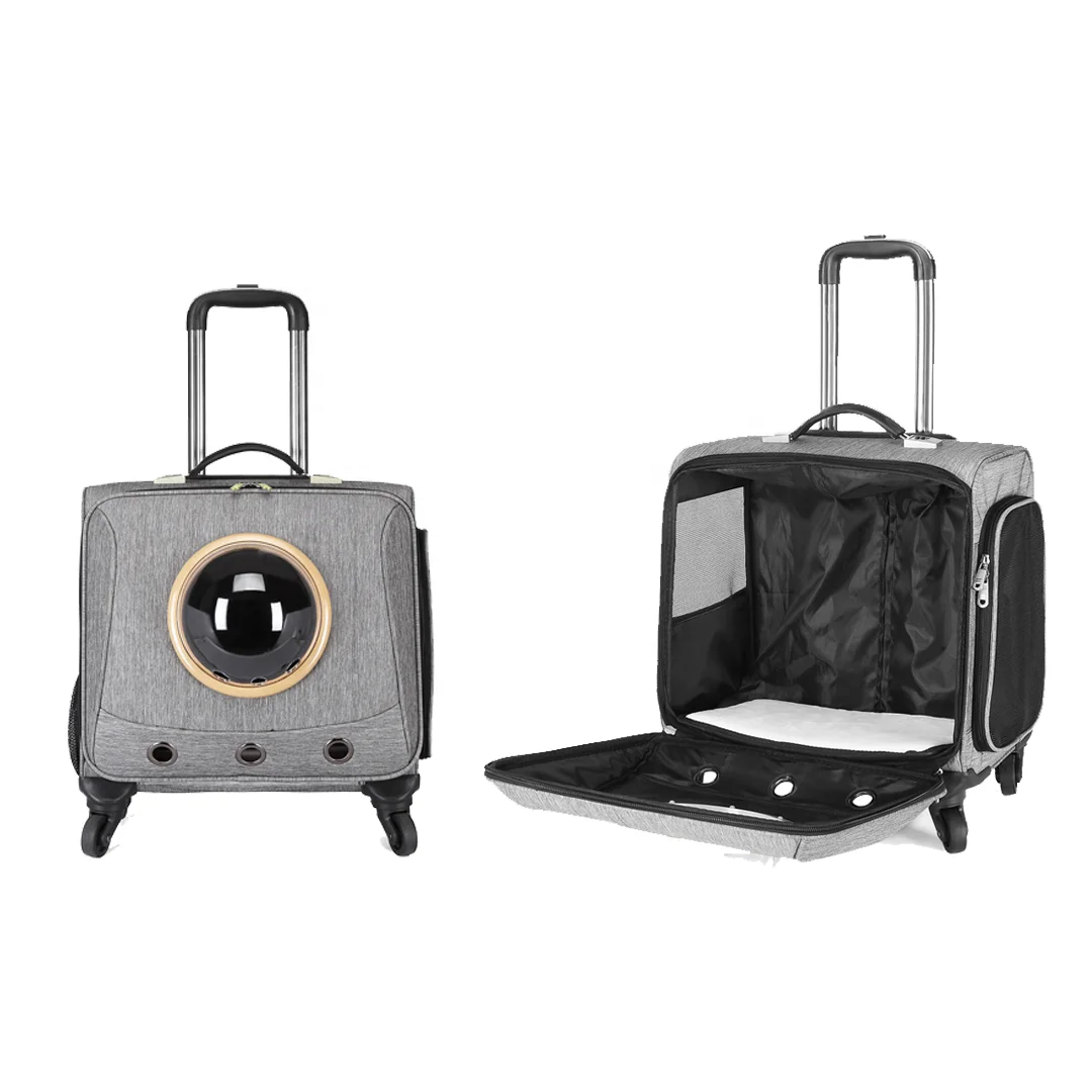 Top Selling  factory custom  Pet Dog Carrier on Wheels Weekend Outdoor Travel Rolling Luggage cat bag