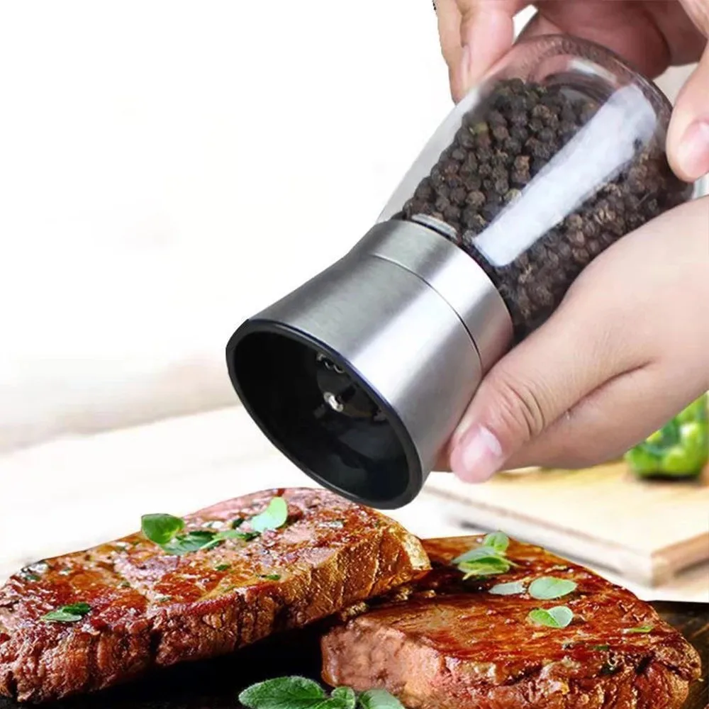 Pepper Grinder 2 in 1 Stainless Steel Manual Salt and Pepper Mill Grinder Spice Shakers Kitchen Tools Accessories for Cooking