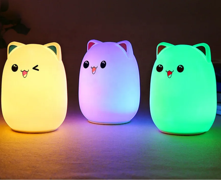 Cute Bear Silicone Night Light Bedroom USB Charging Led Patting Light Night Light