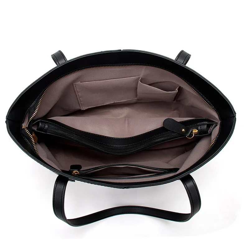 2022 Designer New Fashion Trendy Women Luxury Big Handbag Wholesale PU Leather Large Capacity Ladies Black Tote Hand Bag