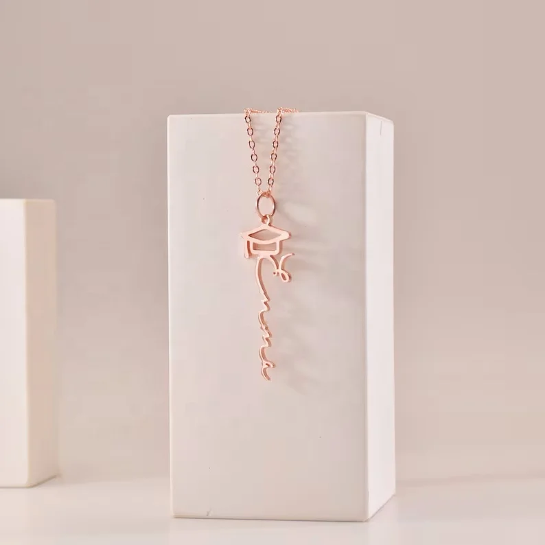 MECYLIFE Graduation Bachelor Cap Custom Name Personalized Necklace for Her Grad Jewelry for Girl  Class of 2024