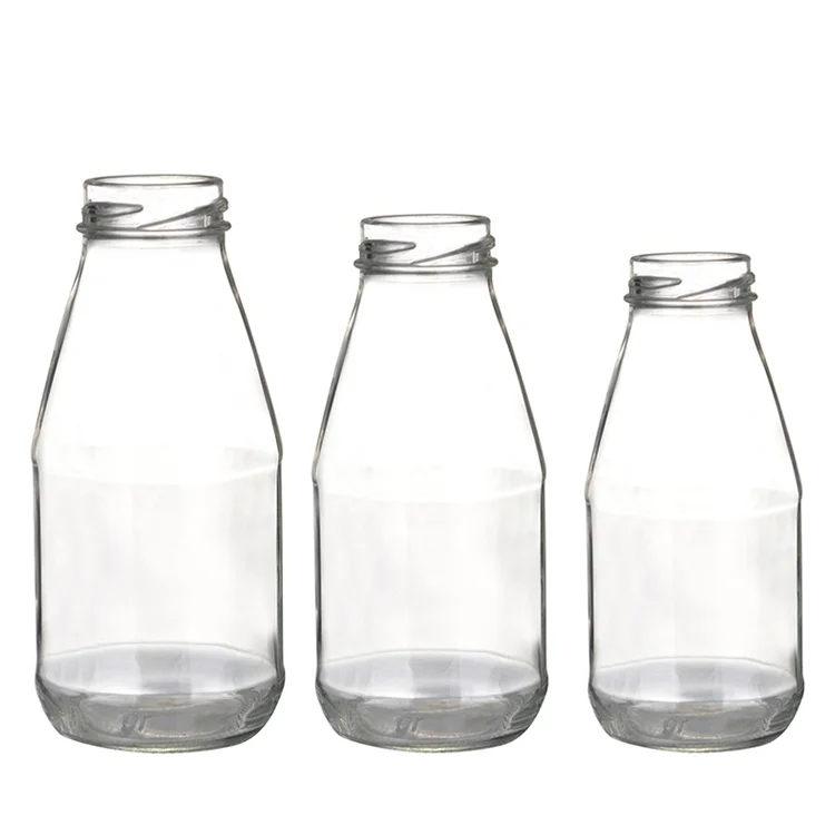 Wholesale milk glass container high temperature sterilized food grade refillable 500ml glass bottle transparent milk bottle